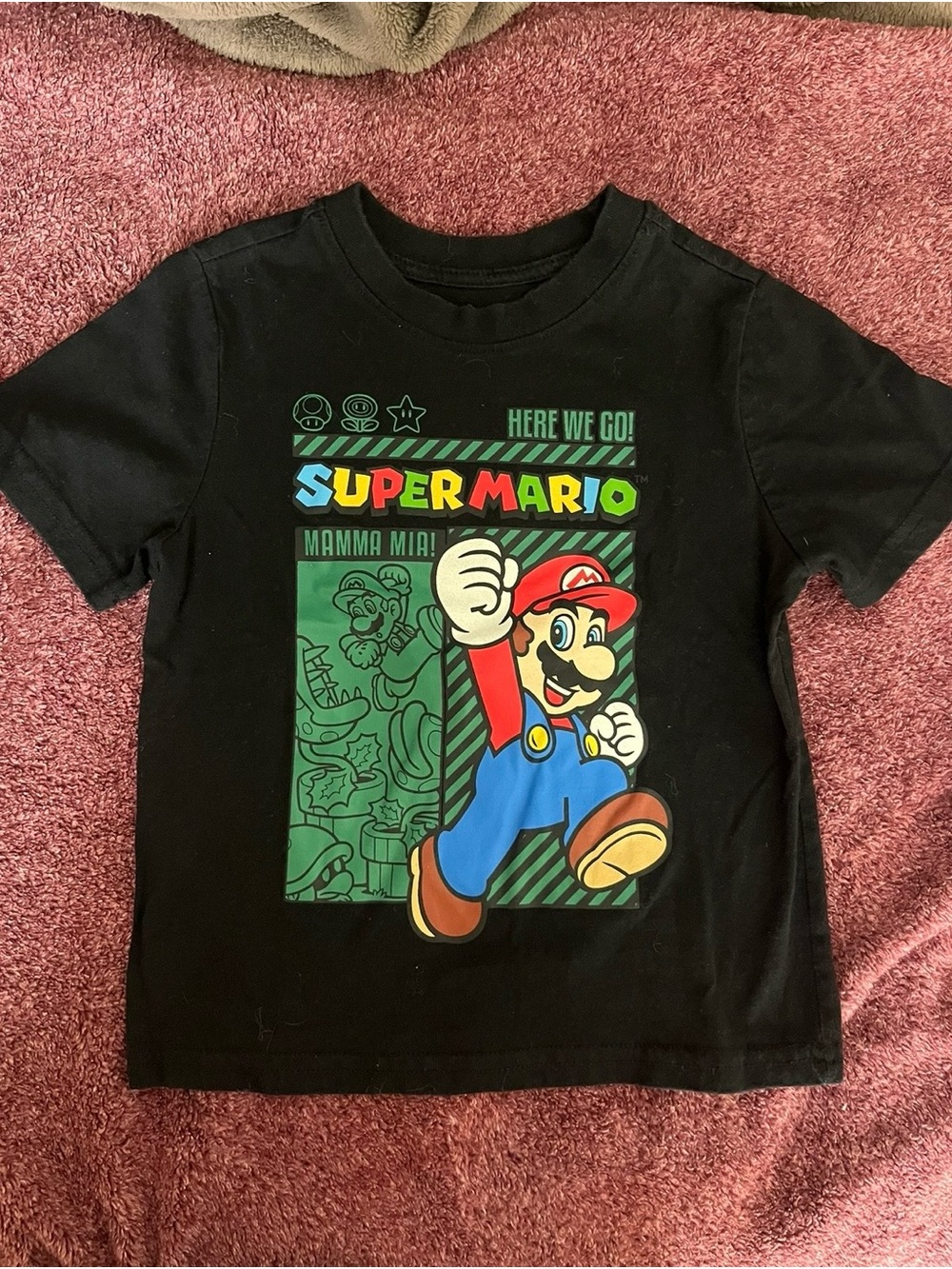 Super Mario Black Graphic Tee for Kids